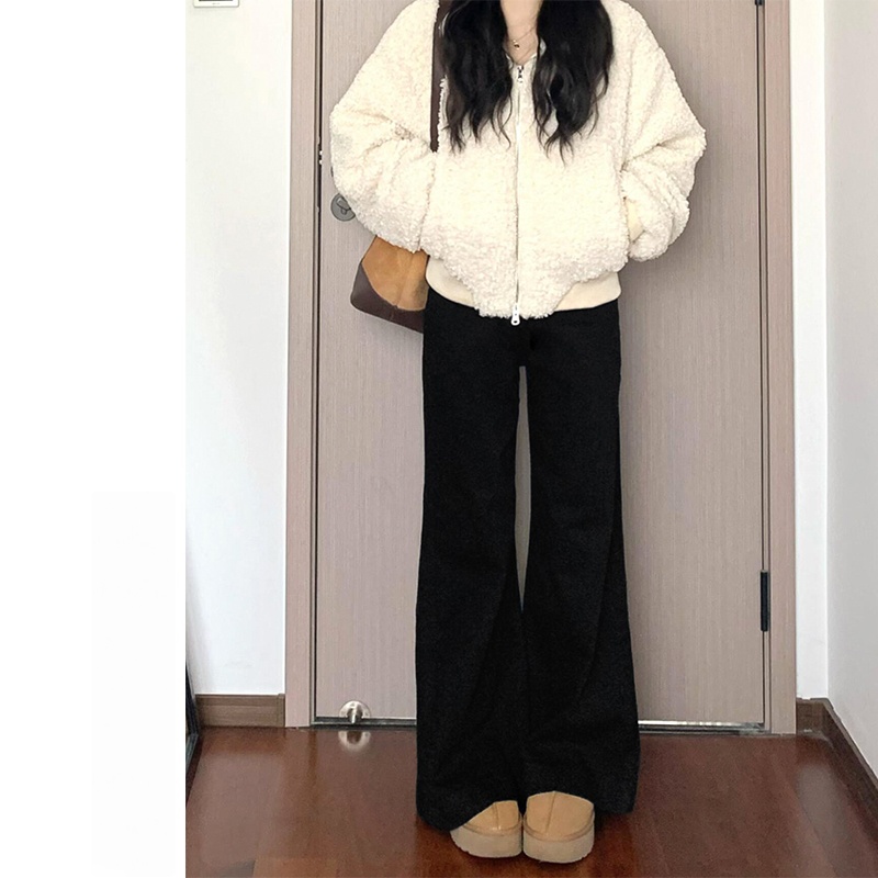 黑色微喇牛仔裤女新款