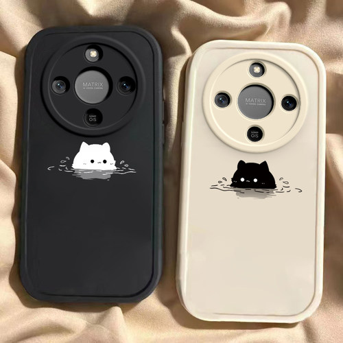 泡汤猫猫适用于荣耀X70手机壳新款MTN-AN00全包防摔保护套x70可爱男女款HONOR小众个性简约ins风华为专用外壳
