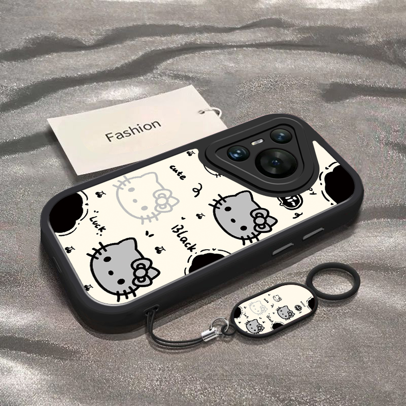 适用于华为Pura70手机壳Pura70Pro新款Pura70Pro+全包防摔Pura70Ultra保护套男女款简约黑白凯蒂猫头专用外壳