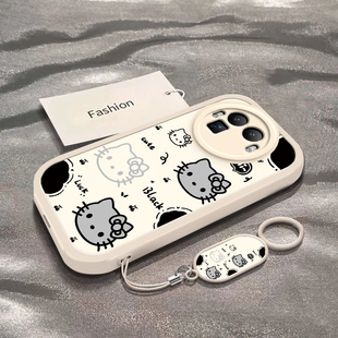 黑白凯蒂猫头适用于真我GT8Pro手机壳新款 gt8pro卡通ins风专用外壳 RMX5210全包防摔保护套Realme可爱男女款