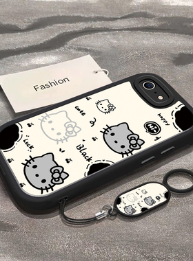 适用于苹果6手机壳苹果6S新款iPhone6sPlus全包防摔保护套Apple男女款6Plus简约黑白凯蒂猫头ins风专用外壳