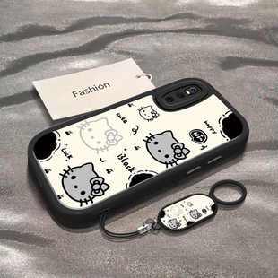 适用于vivoX27手机壳vivoX27Pro新款 vivi简约卡通黑白凯蒂猫头专用外壳 V1829A全包防摔保护套x27pro男女款
