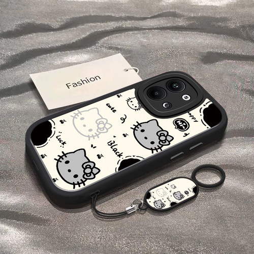 适用于OPPOReno9手机壳OPPOReno9Pro新款PHM110全包防摔保护套Reno9Pro+男女款简约可爱黑白猫咪头专用外壳