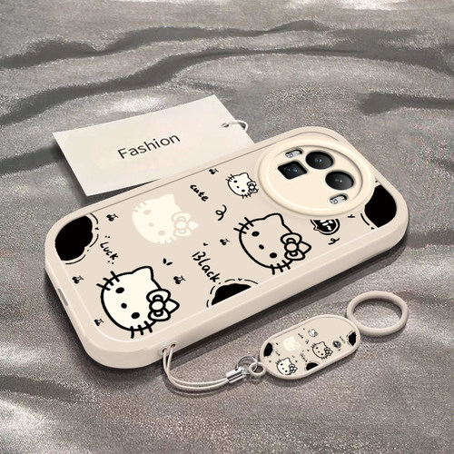 镂空黑白猫猫适用于真我GT8Pro手机壳新款RMX5210全包防摔保护套Realme可爱男女gt8pro卡通小众ins风的外壳