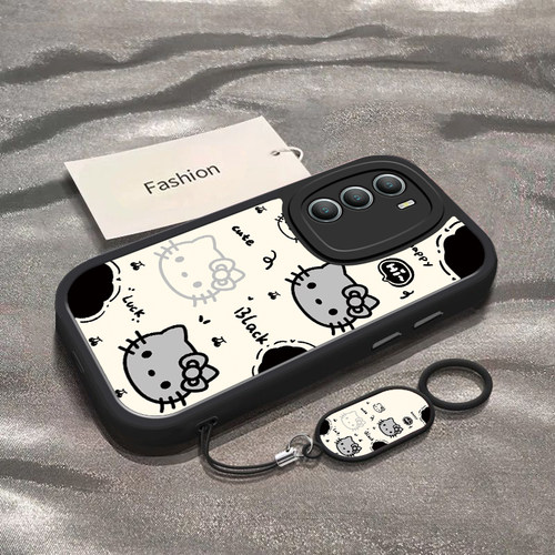 适用于vivoT1手机壳vivoT1x新款V2115A全包防摔保护套vivoT2x小众男女款viviT2可爱卡通黑白猫咪头专用外壳