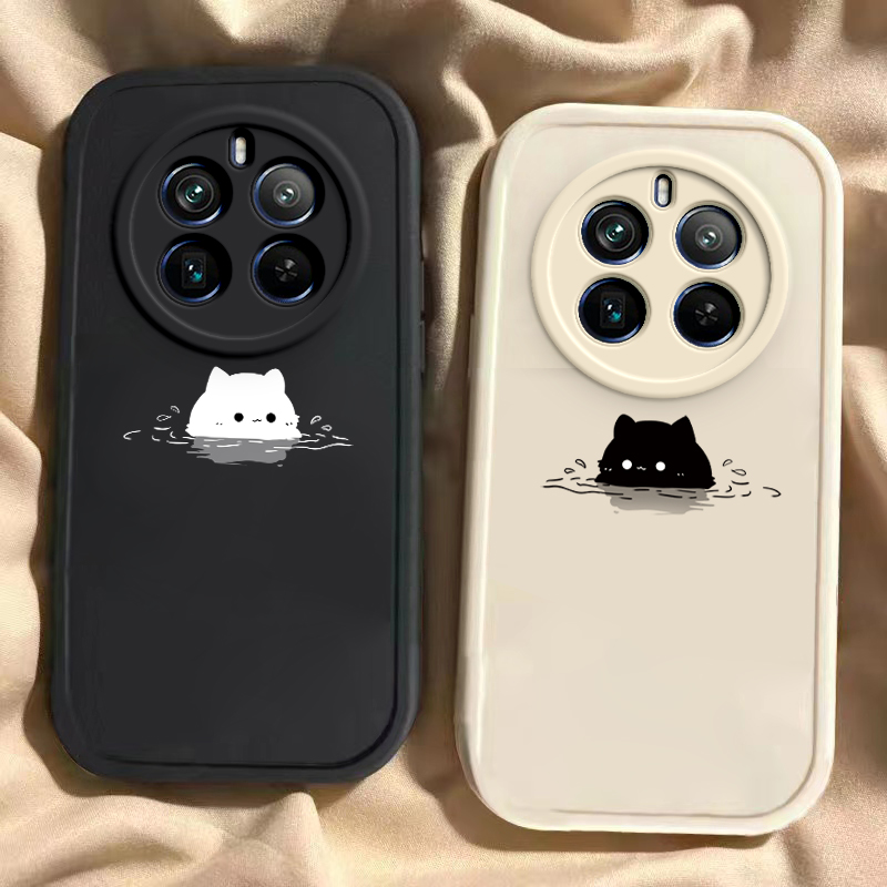 适用真我14Pro+手机壳realme14proplus全包防摔新款REALME保护套情侣男女款小众简约可爱泡汤猫咪专用外壳