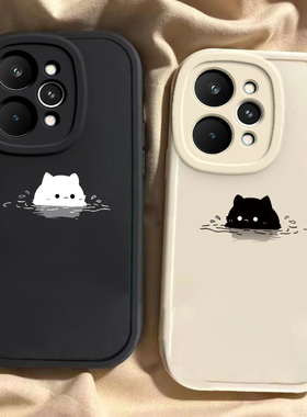 泡汤猫猫适用于真我15手机壳新款RMX5105全包防摔保护套Realme15Pro可爱男女款个性小众简约ins风专用外壳