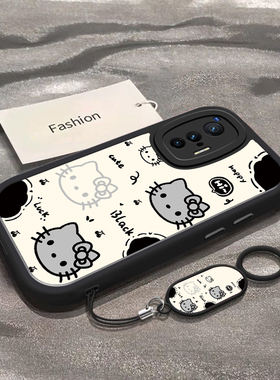 适用于vivoX70手机壳X70Pro新款V2133A全包防摔保护套X70Pro+男女款X70t简约vivi黑白凯蒂猫头ins风专用外壳