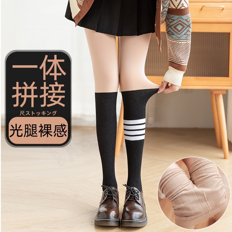 少女JK袜加厚加绒假小腿袜拼接袜