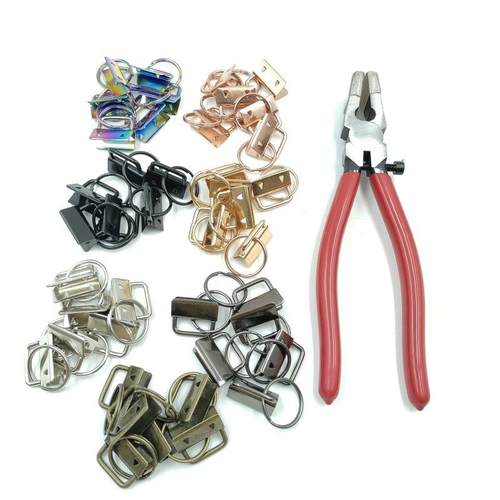 42件钥匙圈夹子金属织带尾夹扣吊夹绳夹箱包皮带五金绳连接马仔扣