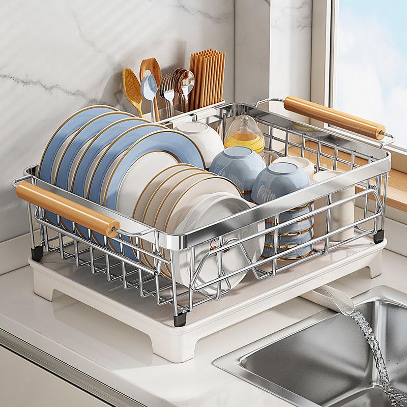 碗碟收纳架沥水碗盘架304不锈钢碗架厨房置物架放碗筷沥水篮