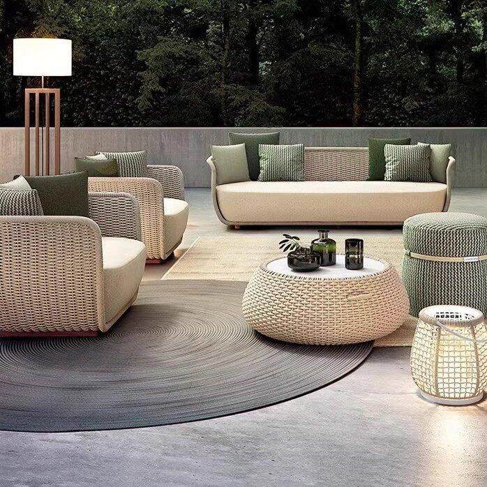 户外沙发庭院别墅民宿现代休闲藤椅室外露台花园藤编柚木沙发组合,住宅家具,户外沙发,淘宝优惠券,粉丝福利购,淘宝优惠卷