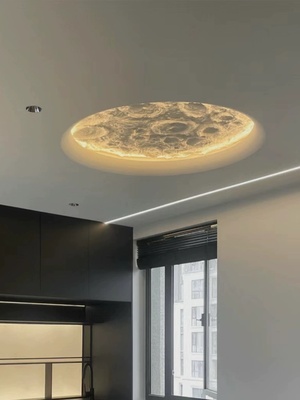 3D立体石膏月球浮雕灯盘客厅玄关壁灯背景一体成型圆形月亮月球灯