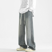 Fearless 牛仔男女 设计感潮流宽松条纹直筒裤 Land秋季 新款