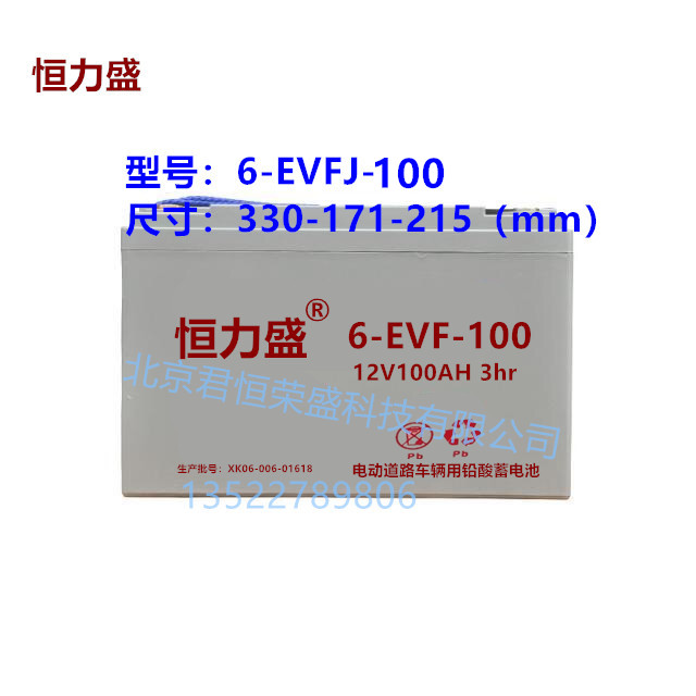 恒力盛电瓶6-EVF-100 12V100AH奇瑞 宝雅 丽驰电动汽车免维护电池