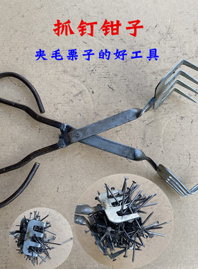 抓钉钳捡毛栗子夹烧烤碳工具