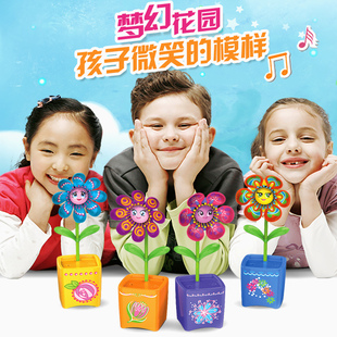 银辉 知音鸟合唱团梦幻花园会唱歌的电动仿真音乐花朵声控玩具
