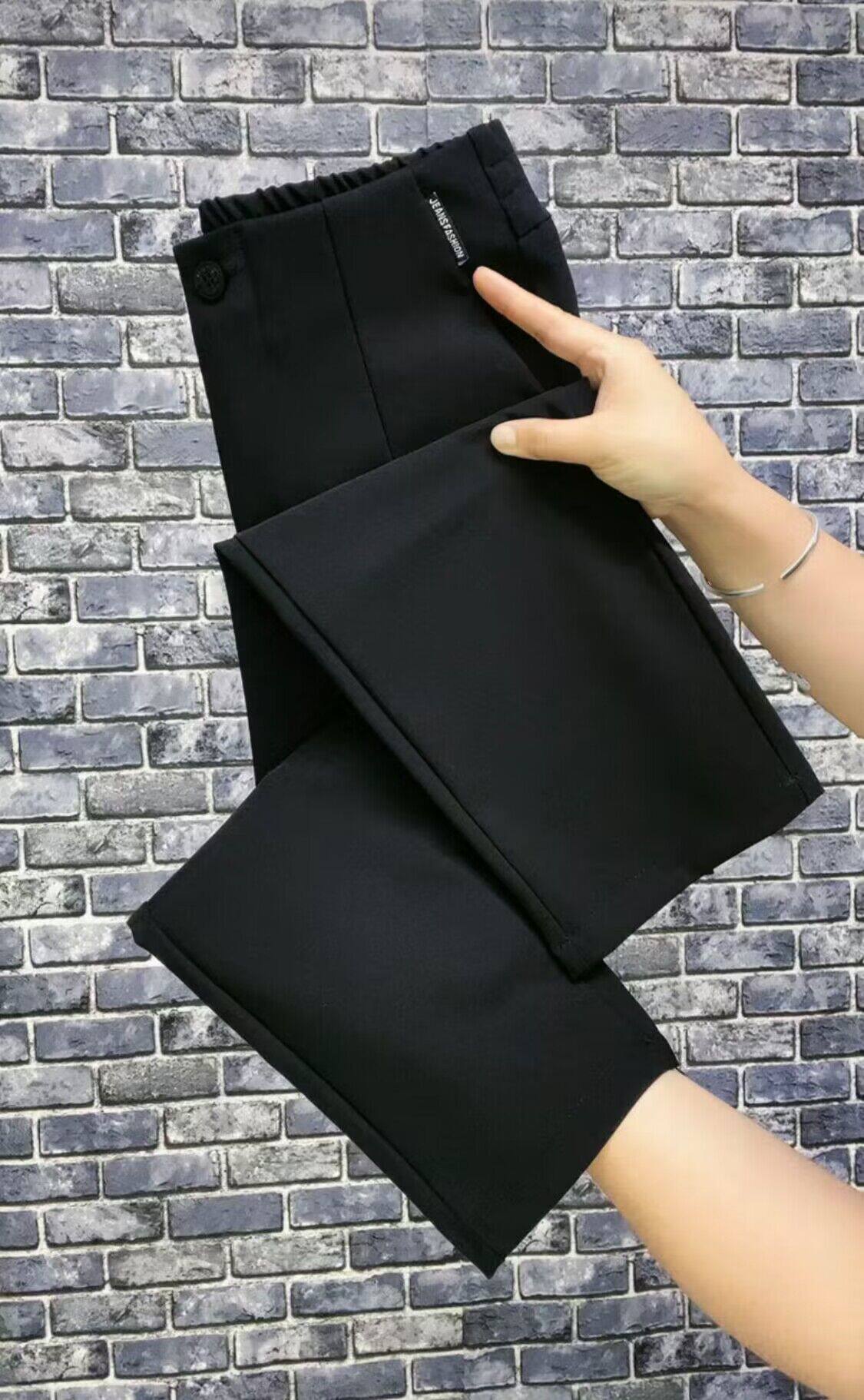 2026年新款版松紧腰黑色九分西服裤韩版高腰显瘦百搭休闲直筒裤潮