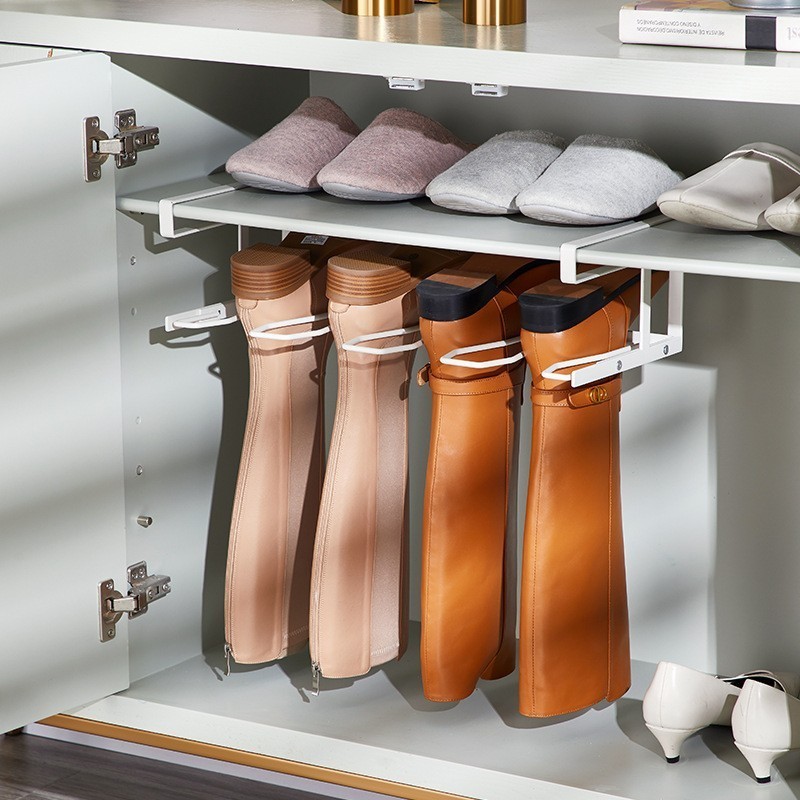 铁艺免打孔柜门内水鞋雨靴鞋架长筒靴子挂架 防变形高帮鞋收纳架