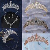 新娘皇冠婚纱礼服头饰生日成人礼演出百搭水钻发箍奢华王冠