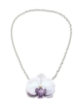 ZA时尚度假风仿真蝴蝶兰花朵吊坠项链欧美可爱田园风花瓣项链女