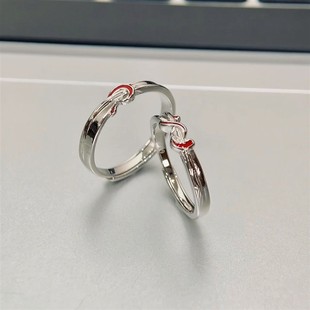 月老红线情侣对戒简约小众设计缠绕红线戒指高级感开口可调节指环