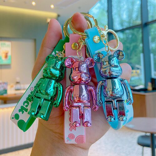 电镀暴力熊汽车钥匙链可爱卡通公仔钥匙挂件书包挂饰亚克力钥匙扣