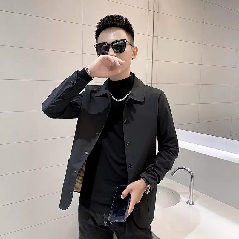 2023新款潮牌战马夹克外套男春秋冬加棉加厚季修身翻领休闲男上衣