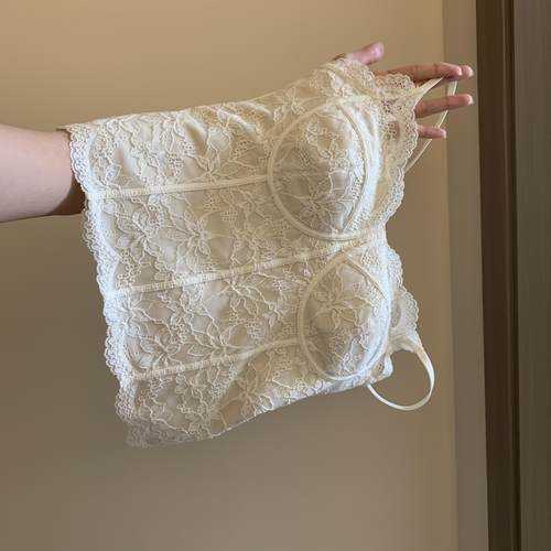 秋冬磨毛法式蕾丝纯欲吊带美背