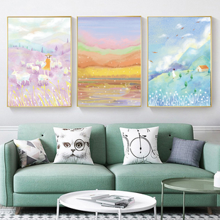 心理咨询室挂图布置医院心理系挂画风景画解压减压治愈系装饰画