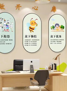 心理咨询室挂图心灵驿站布置壁画心理辅导室墙面装饰心理格言墙画
