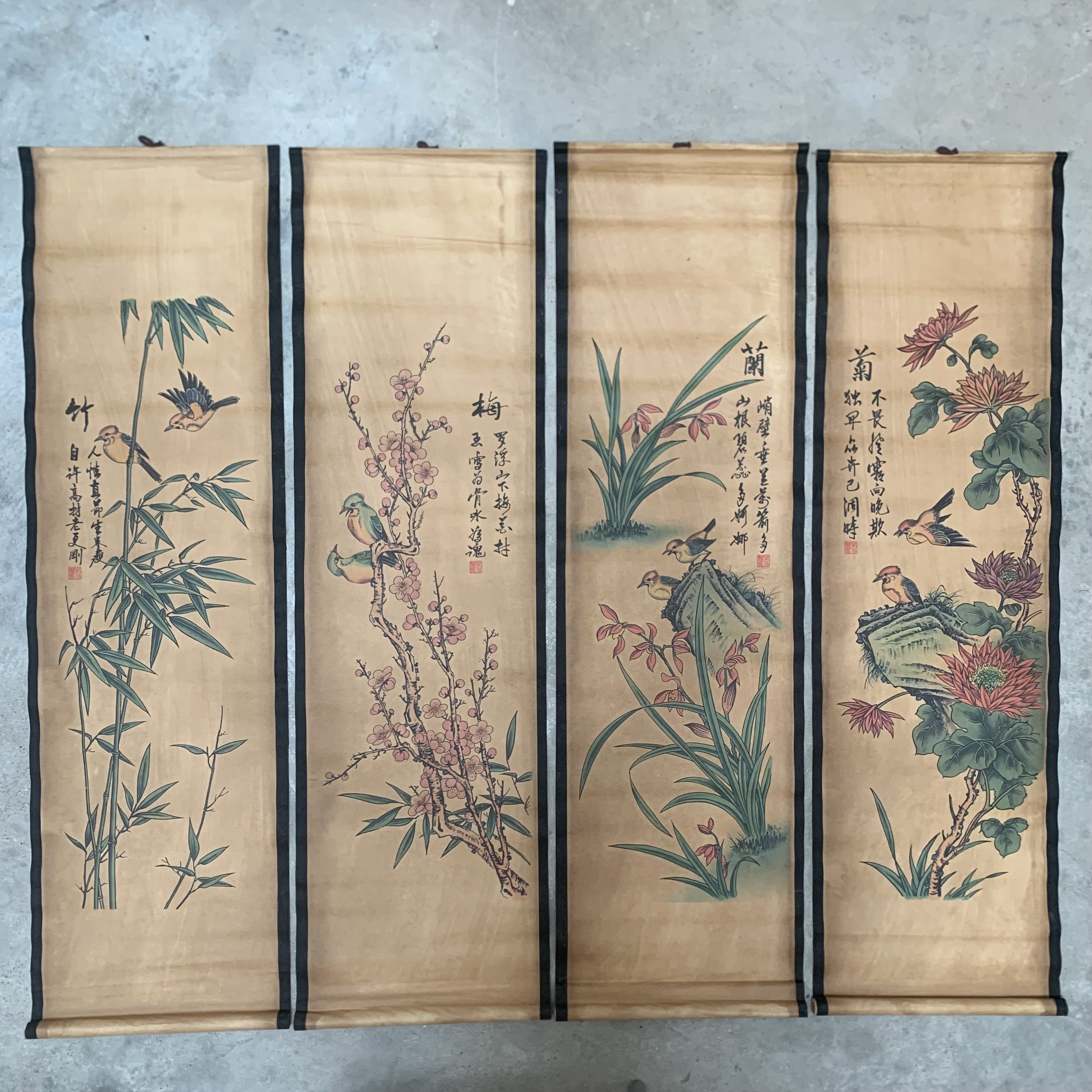 梅兰竹菊仿古字画客厅装饰挂画