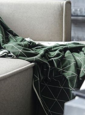 北欧风毛毯午睡毯夏季空调房毯子客厅沙发毯绿色盖毯办公室简约风