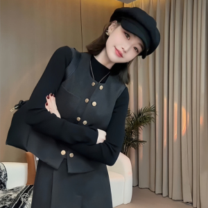 高级感加棉马甲套装女秋冬又酷又飒穿搭轻奢高级感阔腿裤三件套