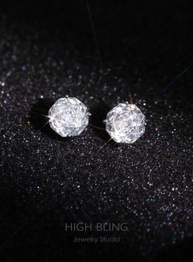 爆闪千禧玫瑰切5A锆石耳钉耳饰无痛蚊香盘耳夹无耳洞女通勤轻奢