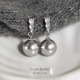 经典 轻奢银灰澳白色水晶珍珠耳饰无耳洞女蚊香盘耳夹显气质方圆脸