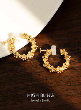 【盘金纳福】新年耳饰镀金盘缠耳圈耳饰本命年无耳洞女螺旋耳夹