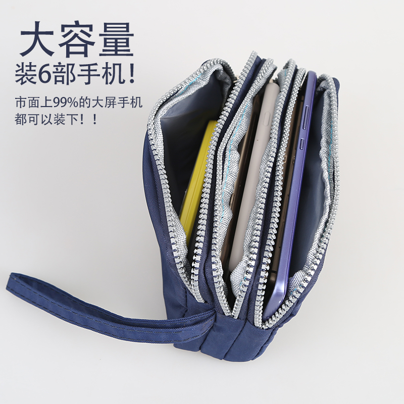 2024新批 发定制三层加大屏手机钥匙遛弯包水洗布包多层手拿女包