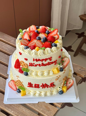 北京生日蛋糕全城配送双层水果