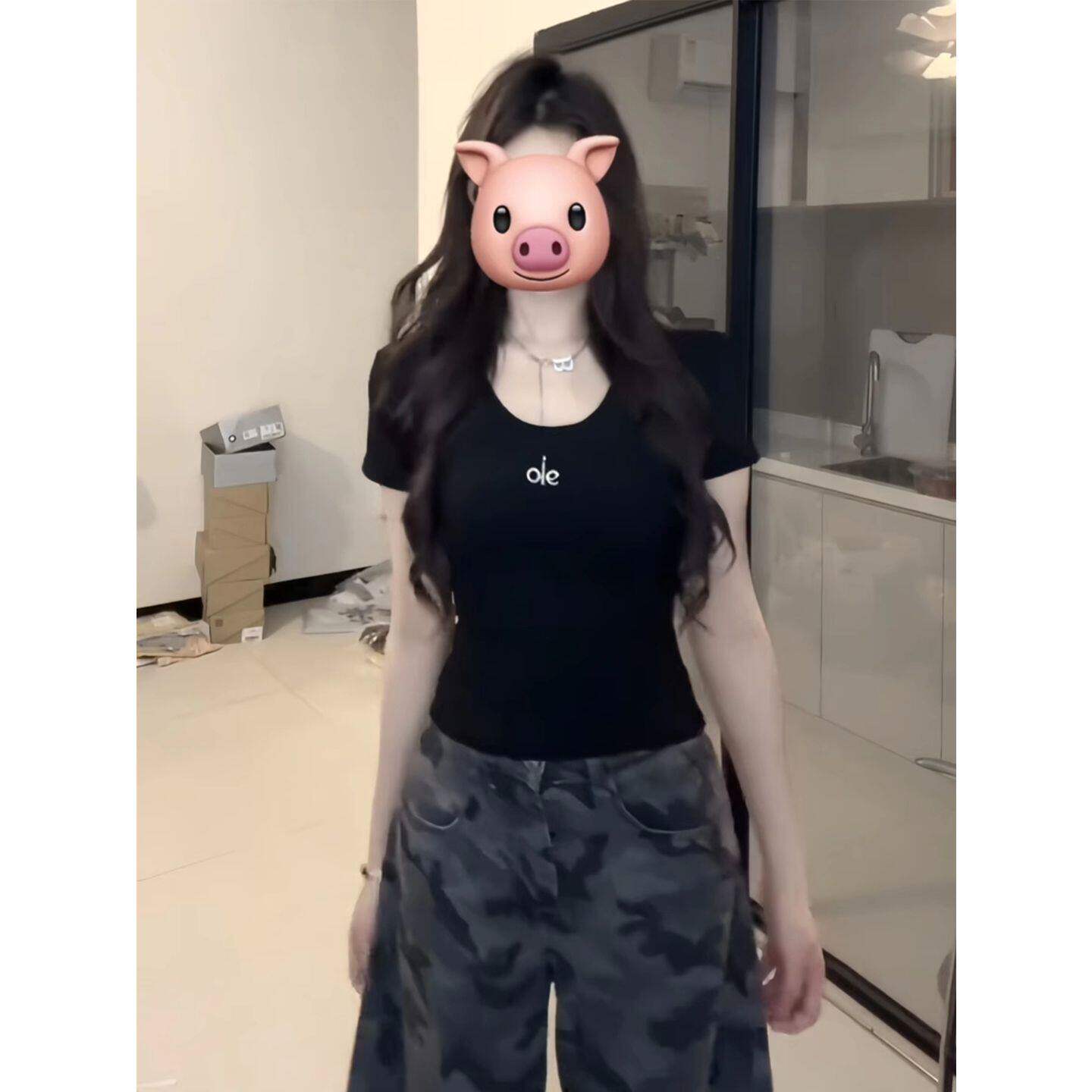 2026流行爆款莫代尔棉t恤女夏短袖美式镂空小个子短款上衣设计感