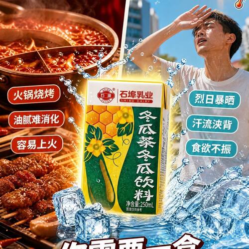 石埠蜂蜜冬瓜茶菊花茶250ml植物浓缩清凉解渴凉茶饮料