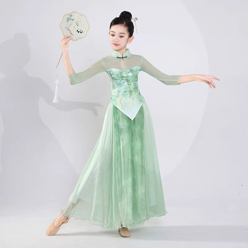 古典舞蹈服儿童女飘逸绿