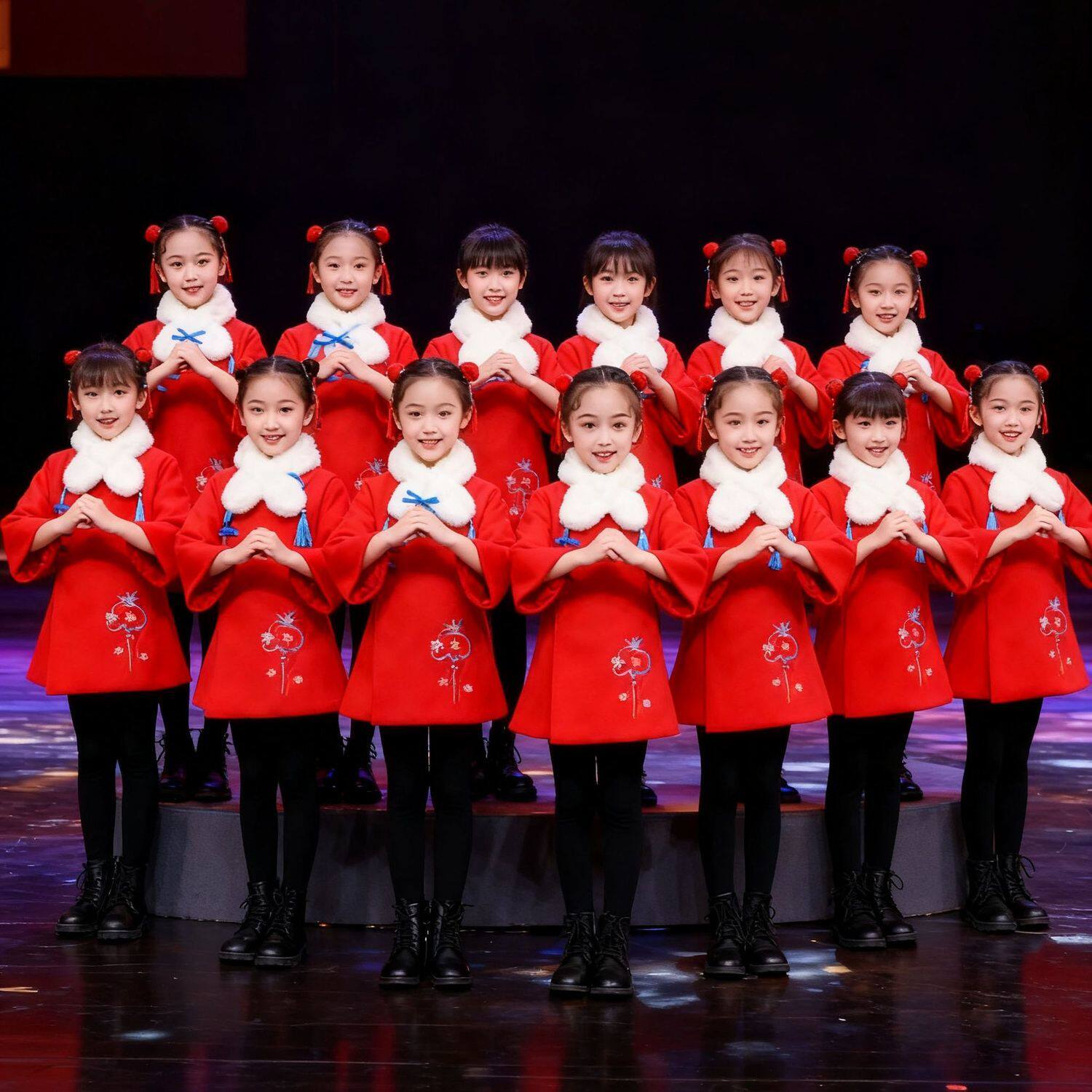 元旦儿童喜庆演出服中国