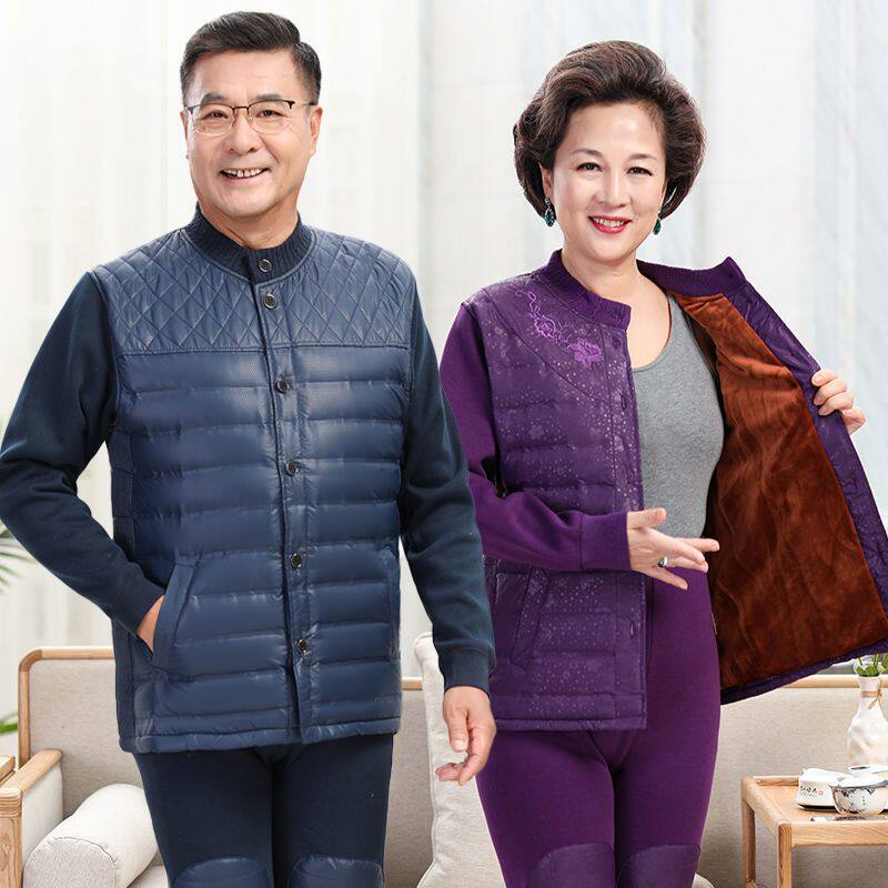 老人男士开衫加绒加厚保