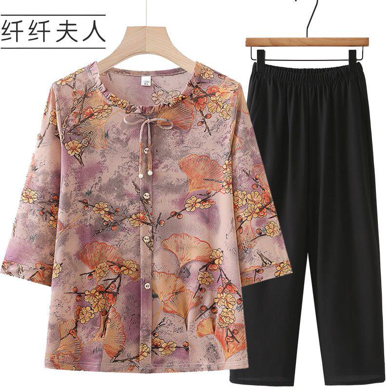 奶奶夏装衬衫中老年开衫