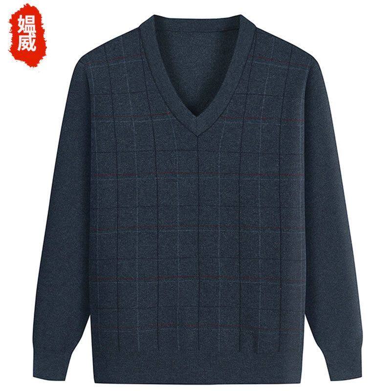 中老年爸爸装V领打底衫6
