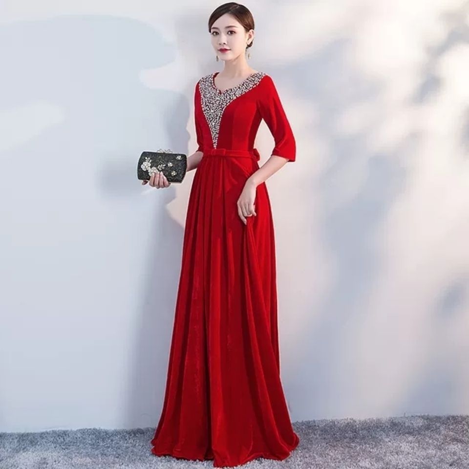大合唱演出服女长裙2019