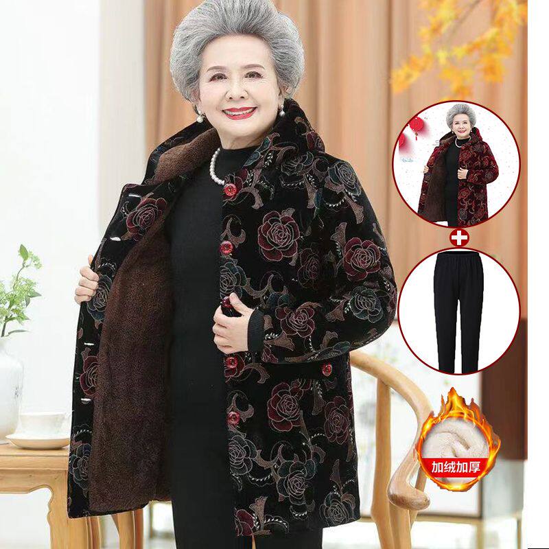 中老年女冬装妈妈棉服70