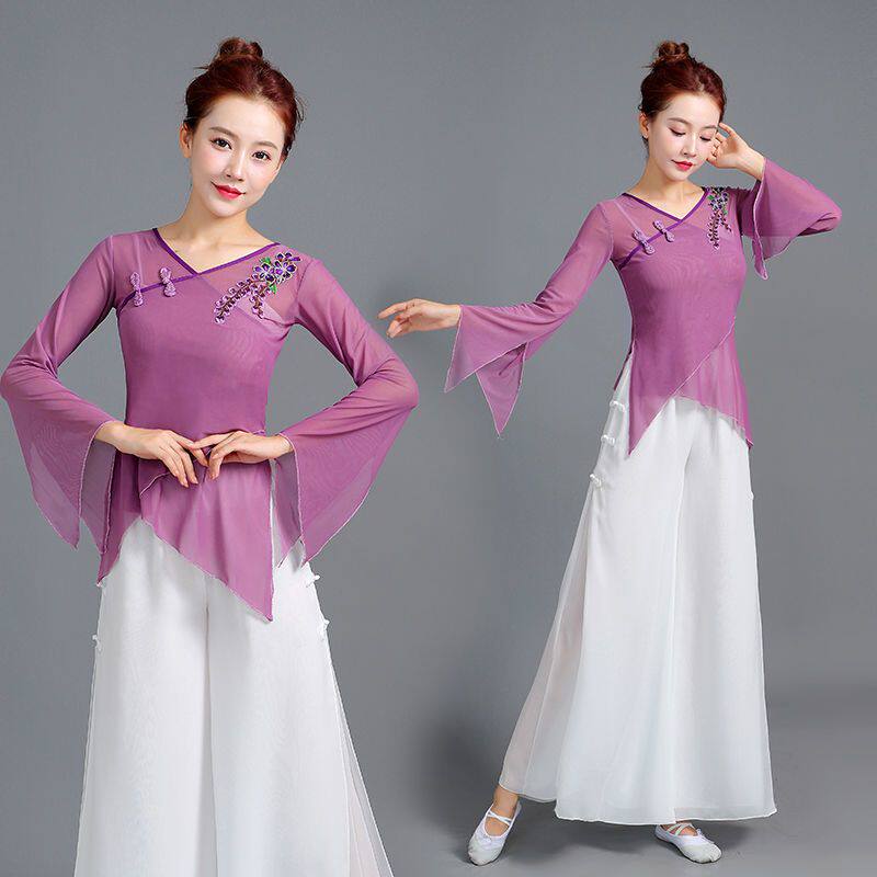 健美操古典舞蹈服女纱衣
