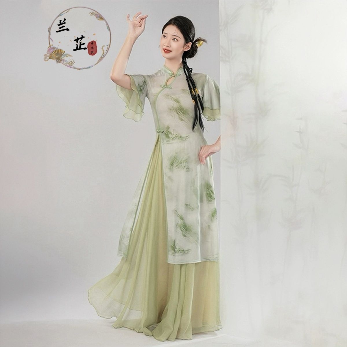 新款旗袍茶艺舞蹈服晕染